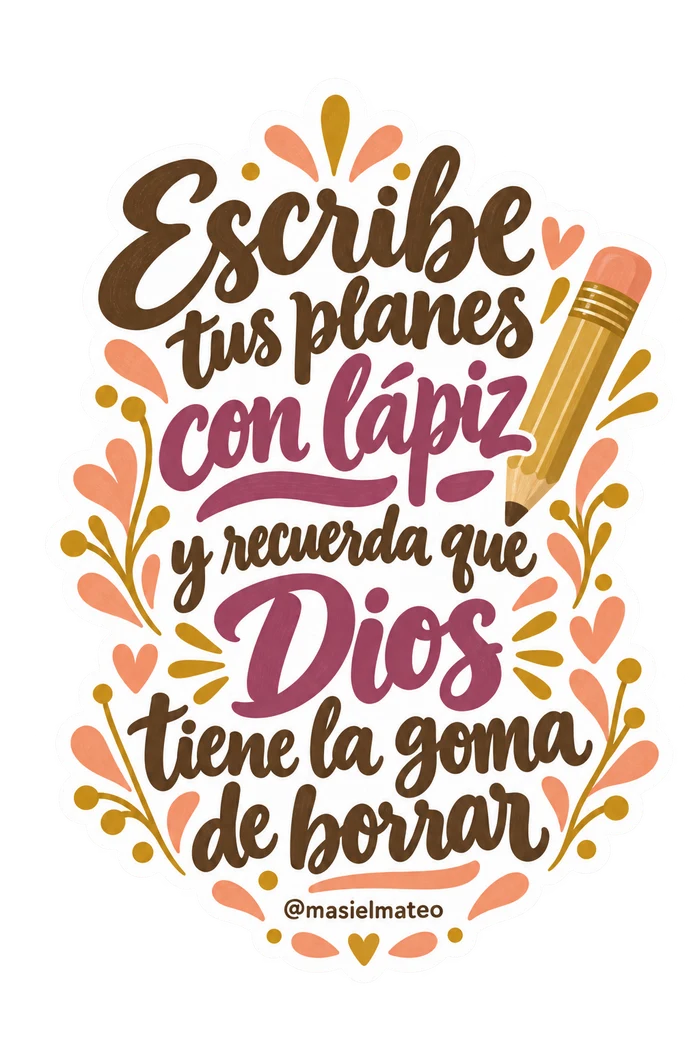 Escribe tus planes con lápiz y recuerda que Dios tiene la goma de borrar